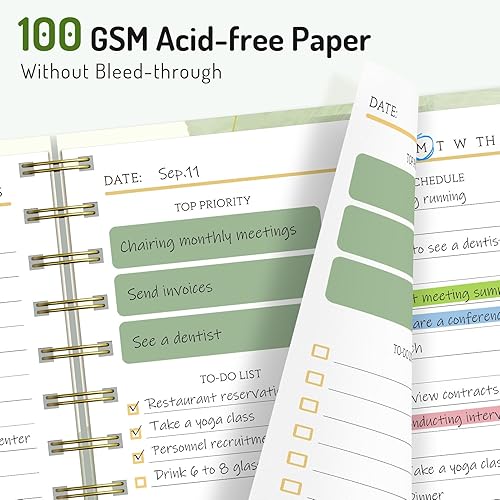 Miniatura 6 de Planificador diario estético sin fecha, agenda de tareas pendientes con horario, agenda de trabajo de tapa dura A5 para mantenerse organizado y