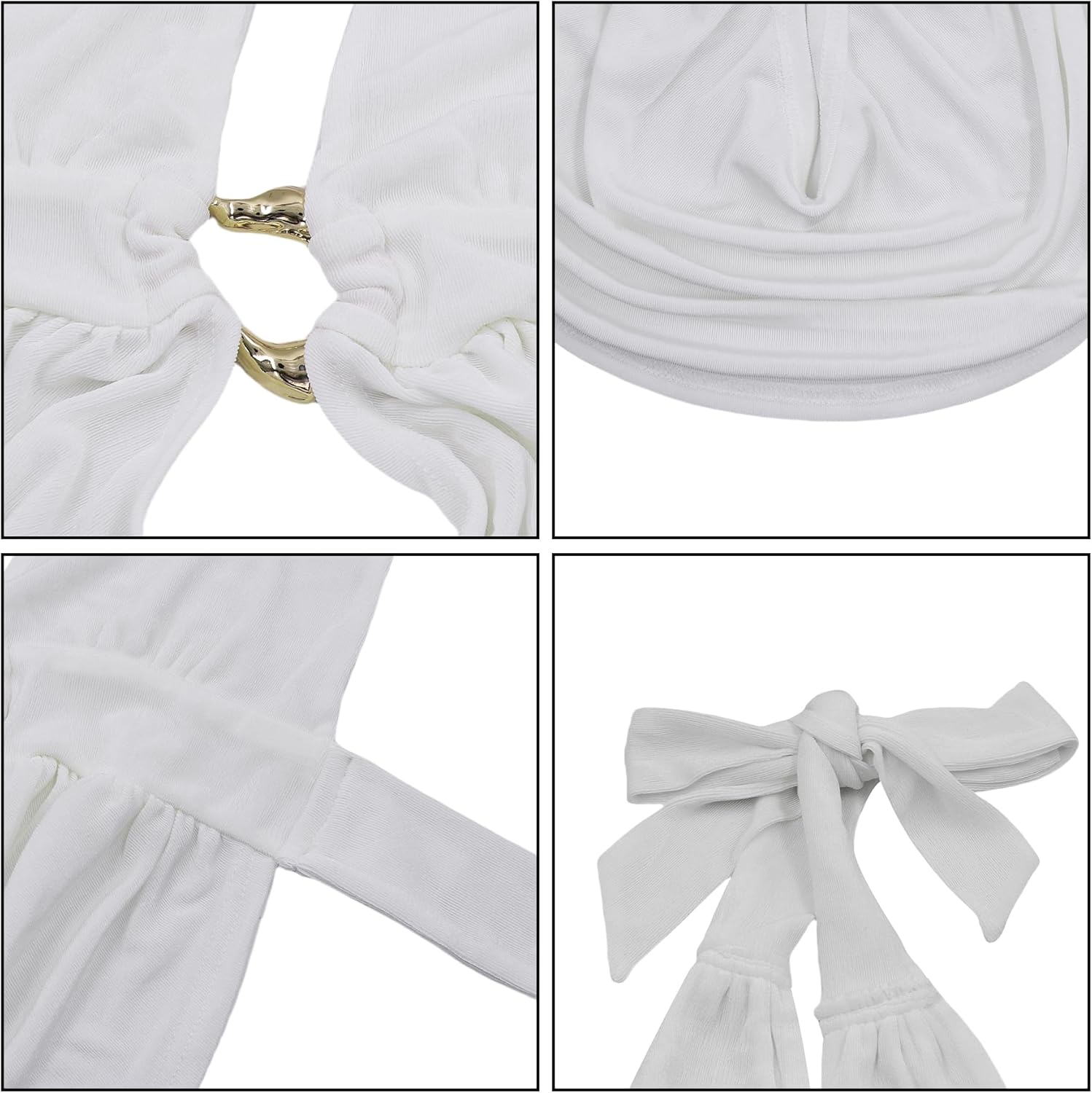 Women's Sexy Draped Cowl Deep V Neck Crop Top Open Back Halter Vest Tank Top Sleeveless Party Rave Going Out Tops - Image 4