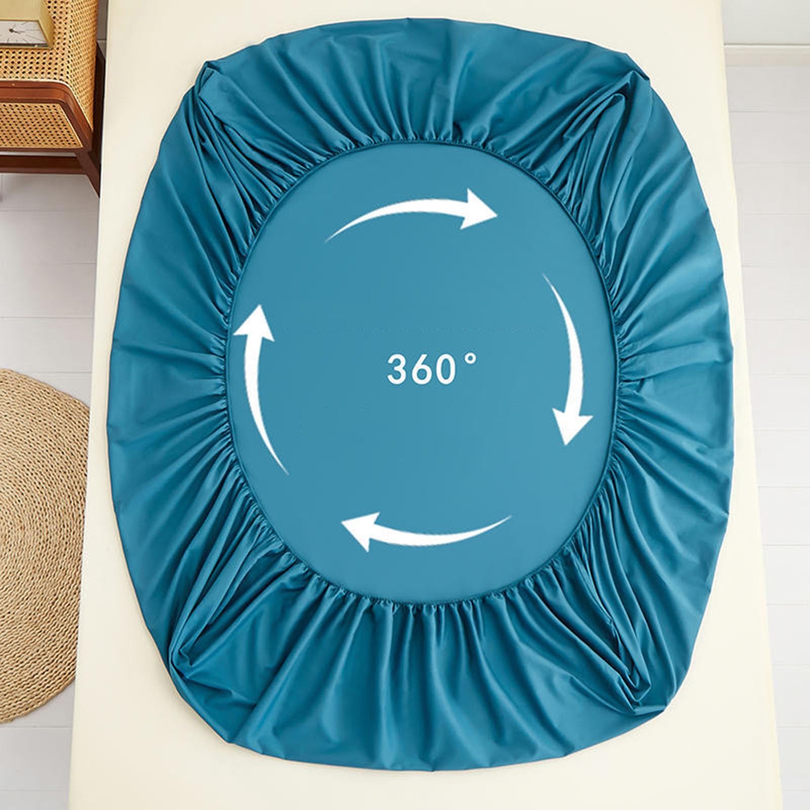 PAHION Drap-Housse 60S 100% Coton Peigné Poche Profonde 25cm 30cm Sergé Doux Respirant pour Double Queen King 1 Pièce sans Taie d'oreiller Élastiqué Facile Entretien Infroissable Durable