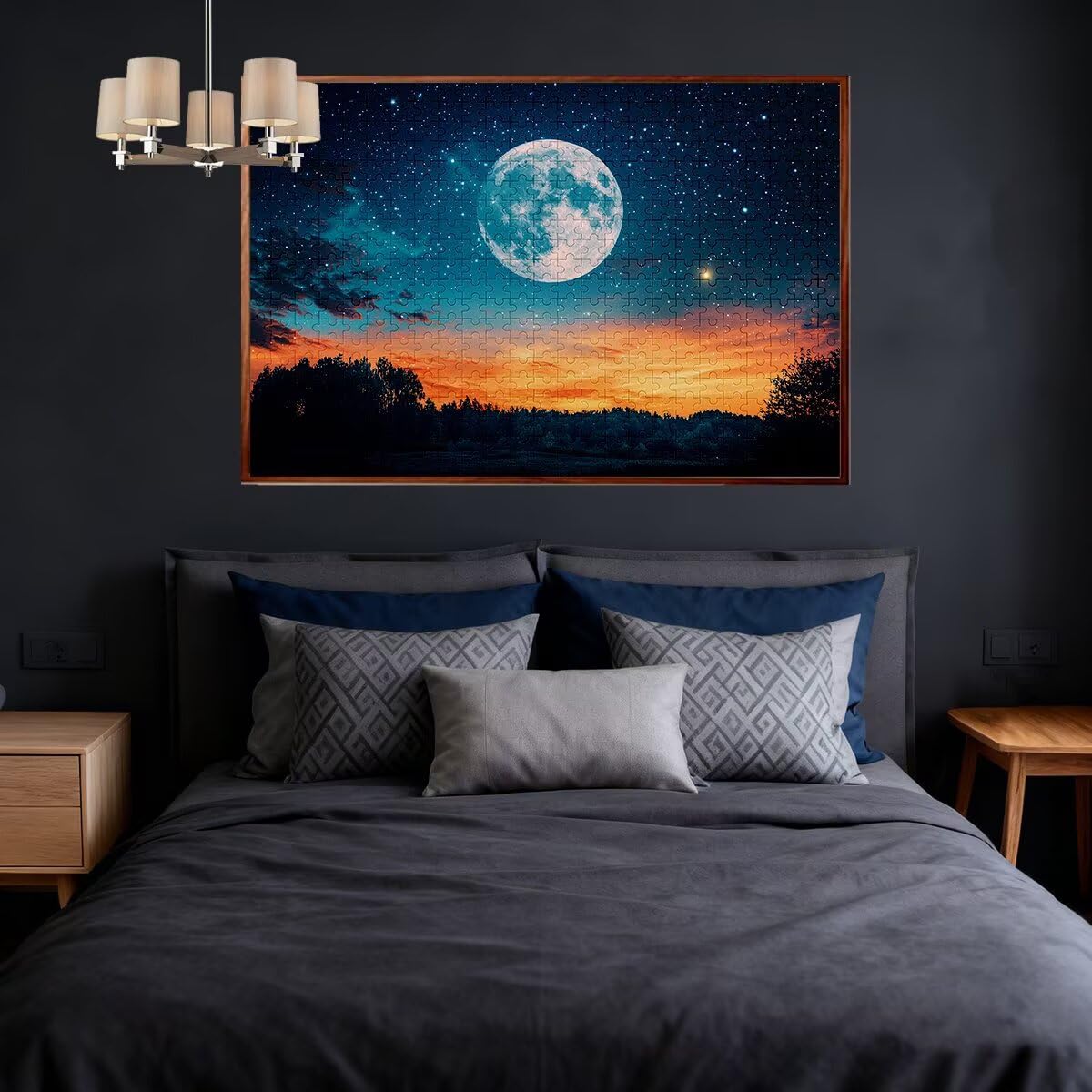 Puzzle dla dorosłych 5000 puzzli księżycowych 5000 sztuk dla dorosłych drewniane gwiaździsta noc gry logiczne klasyczna edukacyjna wymagająca gra dla całej rodziny dekompresyjna dekoracja prezenty 156
