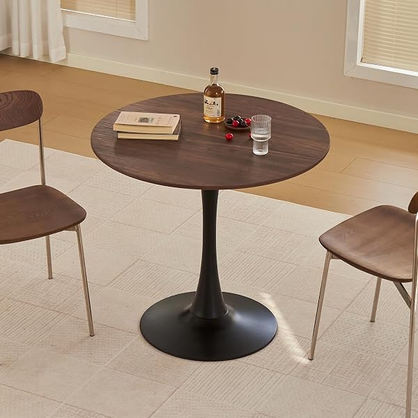 Lovely Small Round Dining Table Ideas for Tight Spaces 50 Faux Walnut Mid Century Bistro Table