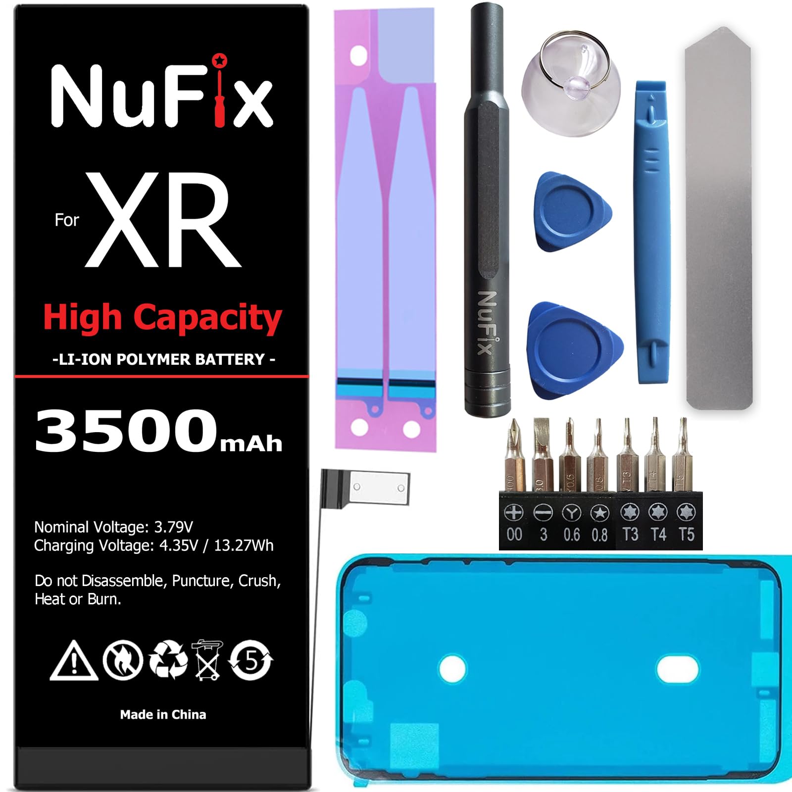 NuFix High Capacity Battery Replacement for Apple iPhone XR