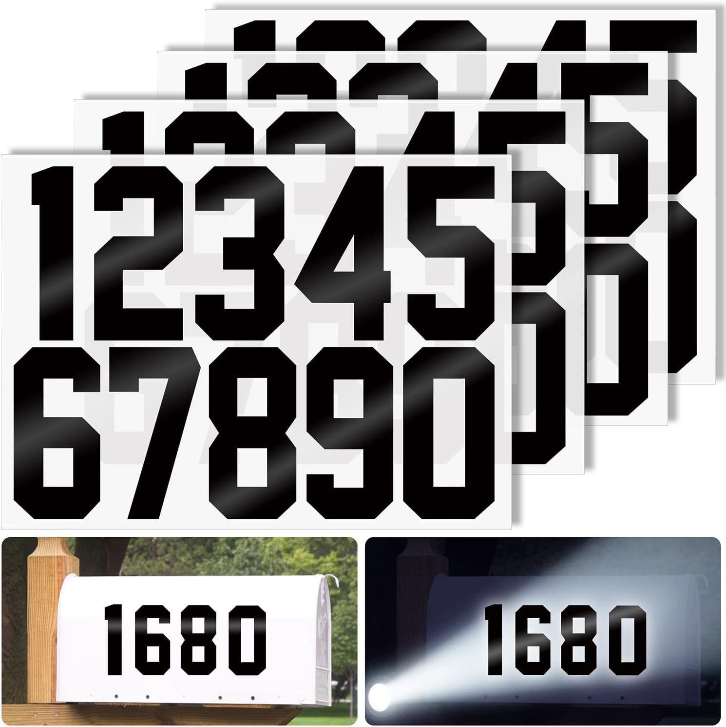 Mailbox Numbers for Outside, 4 Sets 3 Inch Waterproof Mail