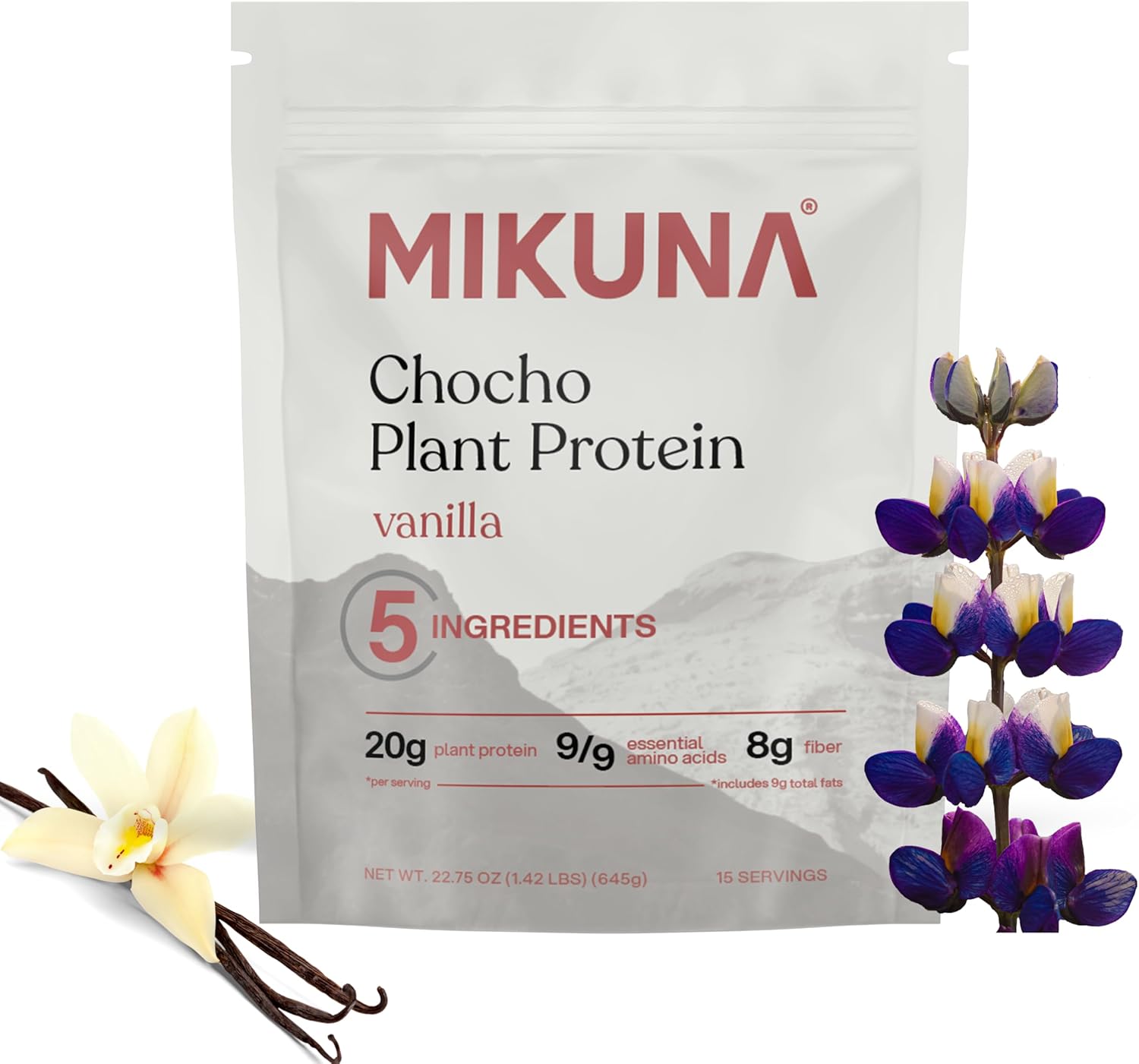 Mikuna Vegan Protein Powder (Vanilla, 15 Servings) – Plant Based Chocho Superfood Protein – Dairy Free Protein Powder Packed with Vitamins, Minerals & Fiber – Gluten, Keto & Lectin-Free