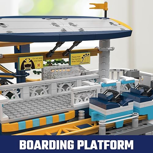 Miniatura 4 de Juego de 3238 piezas de bloques de construcción de montaña rusa, pista de atracciones eléctrica, parque de atracciones de pasajeros, bloques de