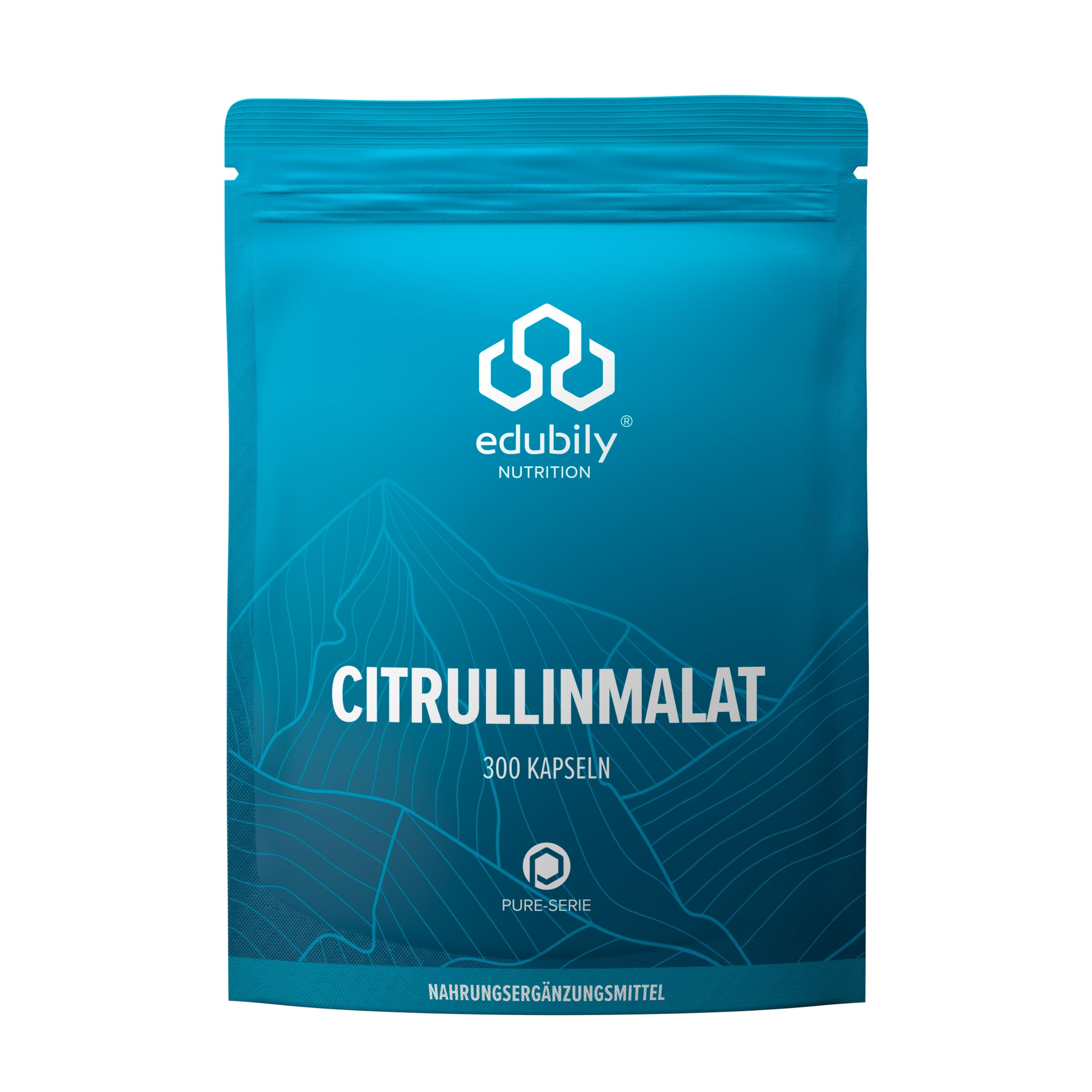 edubily® Citrullin Malat Kapseln - Pre-Workout Supplement - 2,9 g reines L-Citrullinmalat pro Kapsel - ohne Koffein (300 Kapseln)