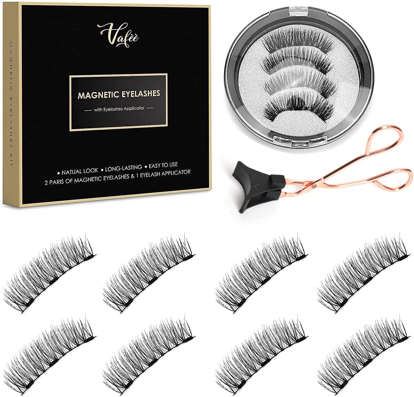 Dual Magnetic Eyelashes, Magnetic Eyelashes without Eyeliner or Glue, Light weight & Easy to Wear, Best 3D Reusable Eyelashes with Applicator (WITHOUT EYELINER)
