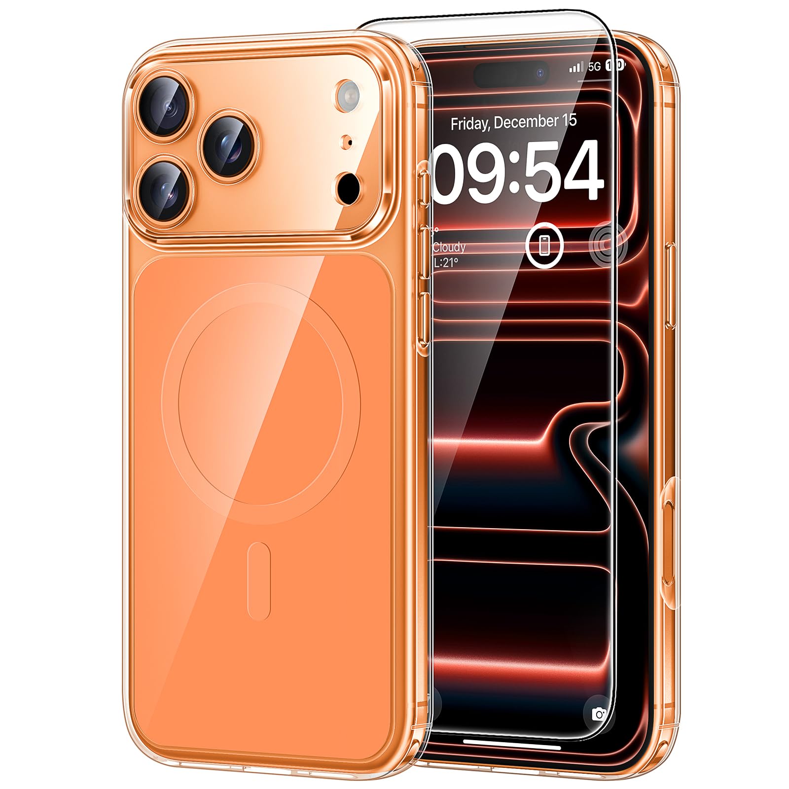 TAURI Funda para iPhone 13/iPhone 14, Compatible con MagSafe [No amarillea] con Vidrio Templado, Carcasa Nueva para iPhone 13/iPhone 14,Funda Ultra Fina antichoque - Transparente — view 165