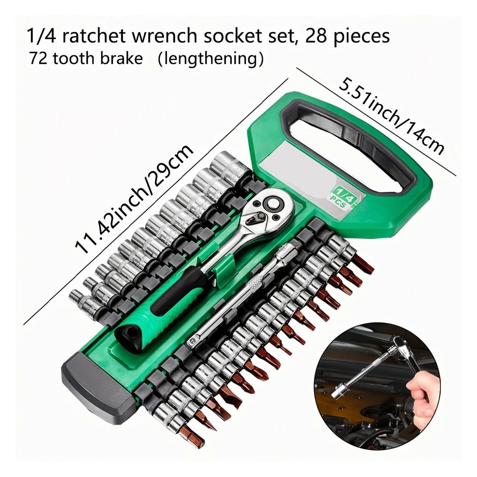 Set di chiavi a bussola a cricchetto da 1/4 pollice, kit attrezzi meccanici e prese