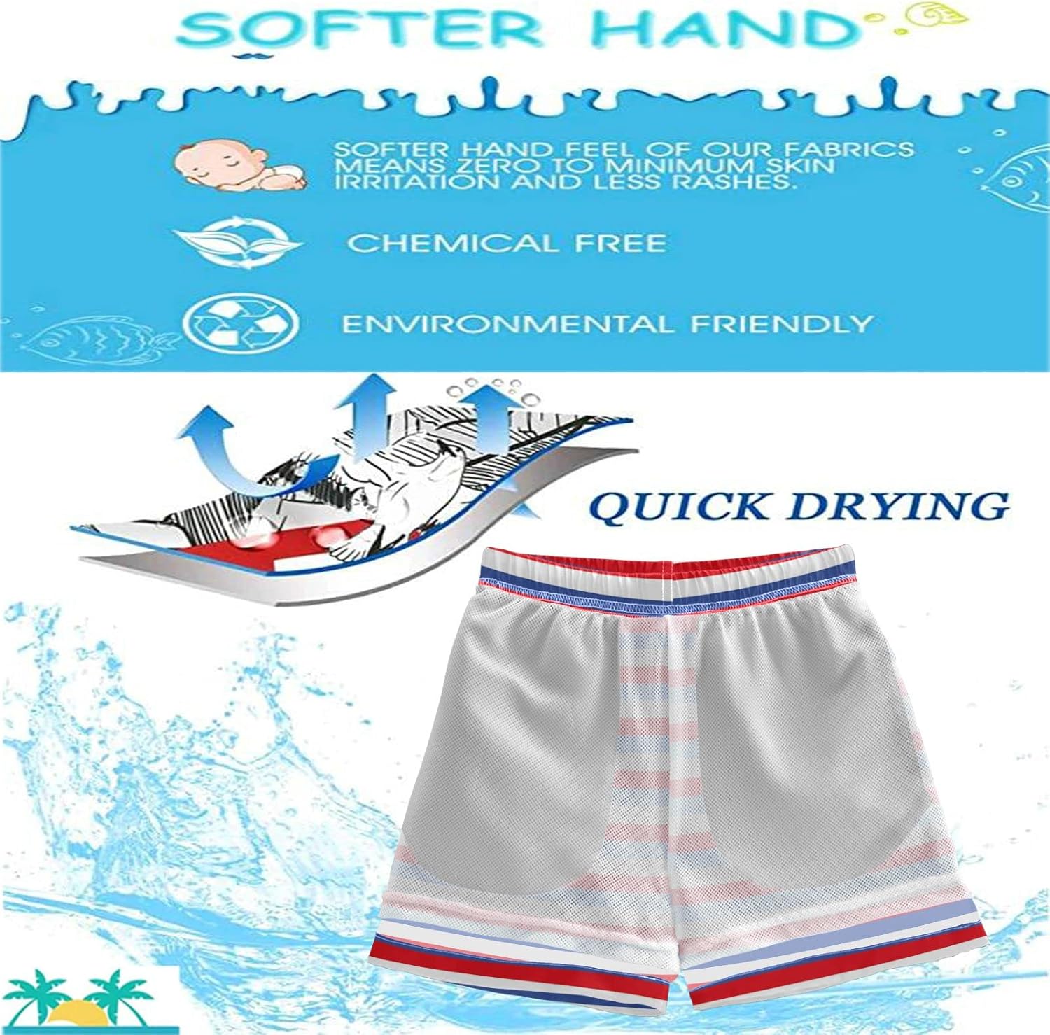 visesunny Boys Surfing Board Shorts Quick Dry Boys Swim Shorts s Swim Trunks Size from 2T to 14/16 - Image 5