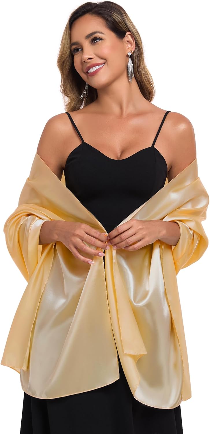 Shawls and Wraps for Evening Dresses Satin Women Long Scarf Wedding Guest Shawl - Image 2