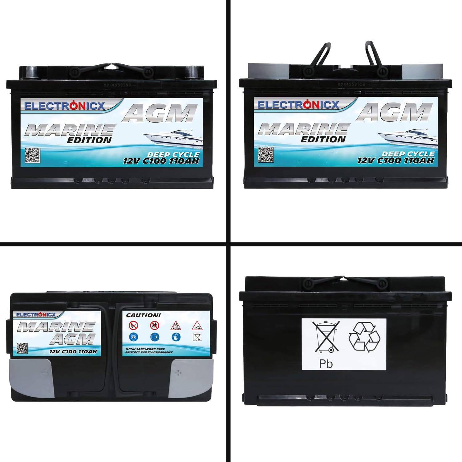 Batería AGM 110Ah 12V de Ciclo Profundo – Sin Mantenimiento, Ideal para Barco, Coche, Caravana, Energía Solar y Sistemas Off Grid