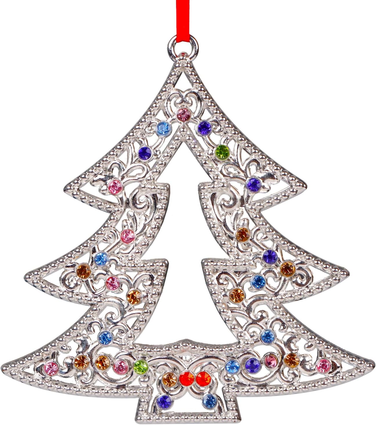 SICOHOME Christmas Tree Ornament Silver Christmas Ornaments Metal