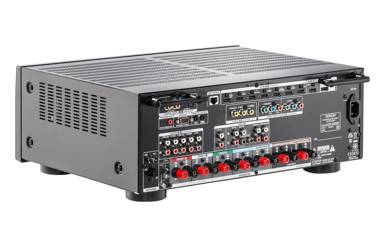 Denon AVR-X3200W Sintoamplificatore ad alta Potenza, Microfono di Taratura con Telecomando e Cavalletto per Microfono, Nero