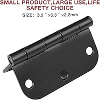 Vista 2 de Paquete de 18 bisagras para puerta interior, con esquinas redondeadas de radio de 5/8 de pulgada, de hierro, plana, herrajes de control, negro mate