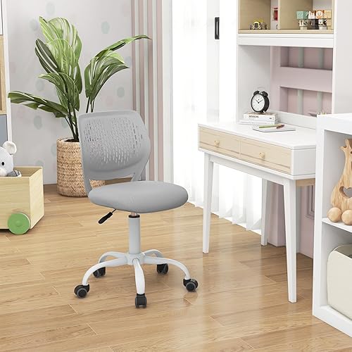 Miniatura 17 de Giantex Silla de escritorio moderna para niños, silla de estudio sin brazos con altura ajustable, silla de oficina ergonómica con ruedas, silla de
