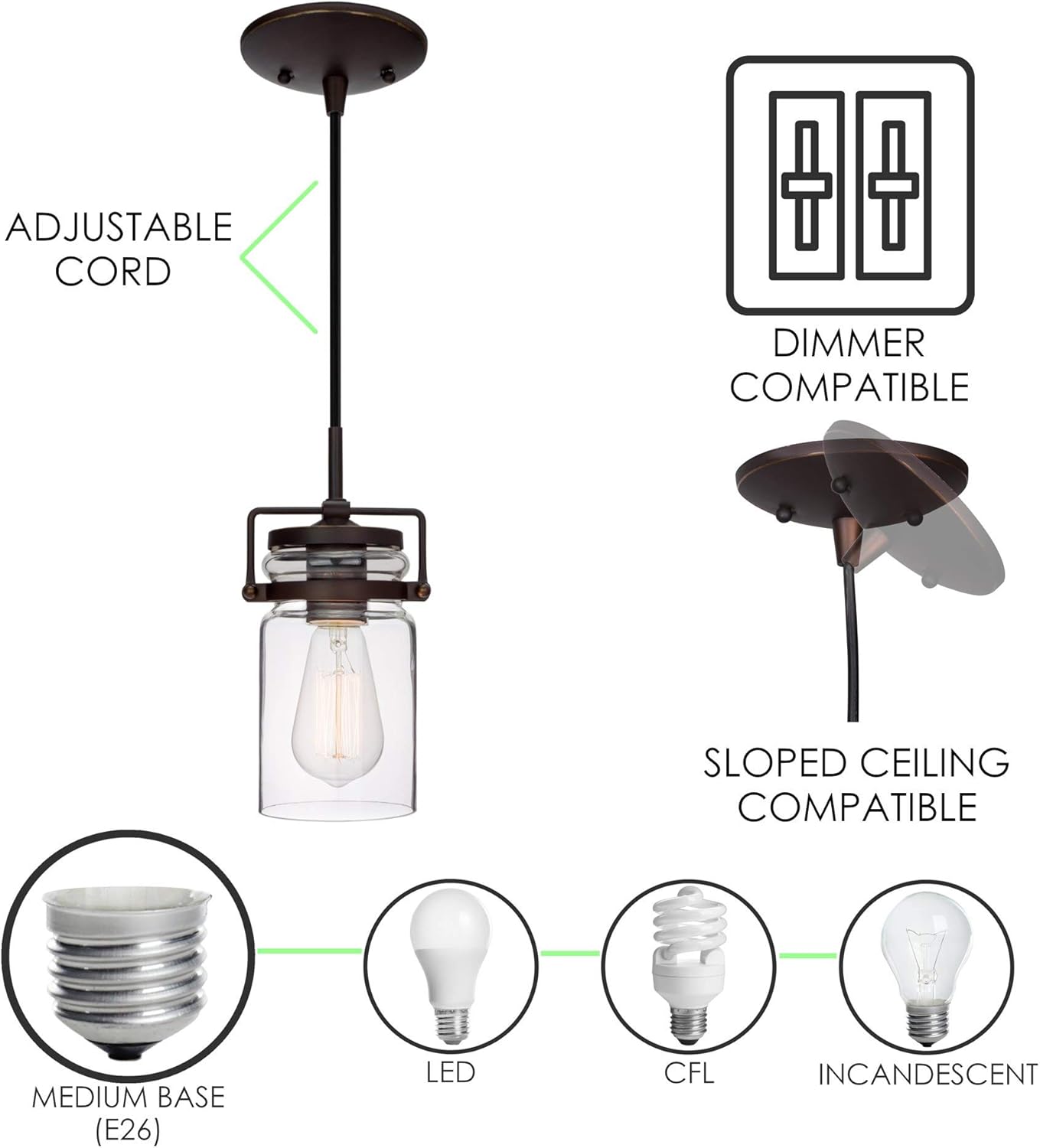 Lоwеѕt Prісе Kira Home Wyer 8 Modern Industrial/Farmhouse Pendant Light + Mini Clear Glass Cylinder Shade, Dimmable Adjustable Wire, Oil Rubbed Bronze Finish