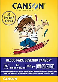 Bloco desenho branco A5 140g - com 20 folhas - Canson