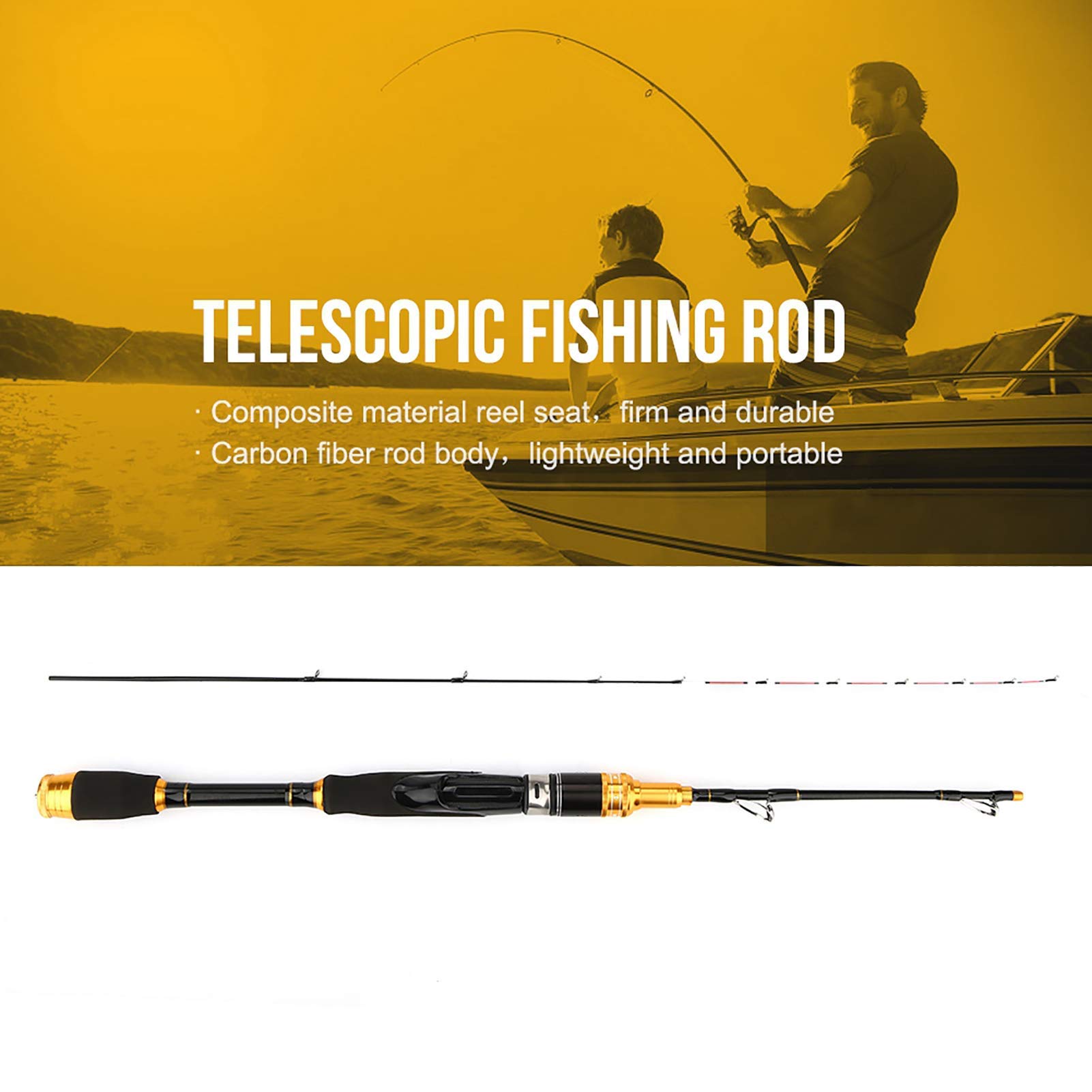 Canne à Pêche Télescopique Portable – Carbone UL/F – Mer Et Eau Douce