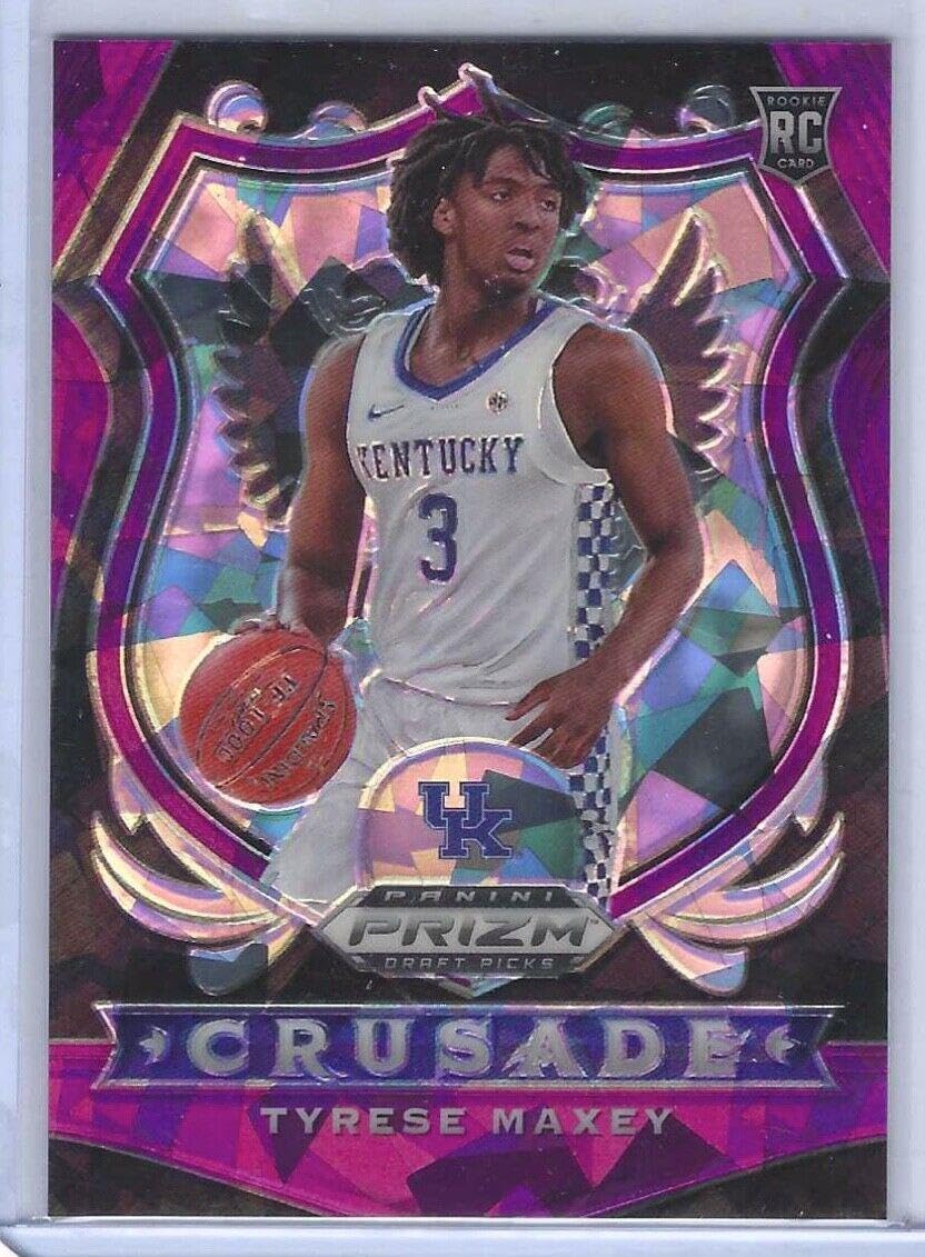 Sports Memorabilia TYRESE MAXEY 2010-21 PRIZM DRAFT PICKS PURPLE CRACKED ICE CRUSADE RC #d 137/149 - Basketball Cards