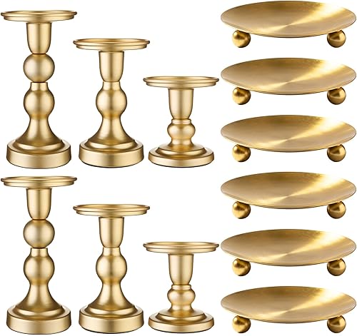 Vesici 12 portavelas de oro, placa de hierro, soporte para velas, centros de mesa decorativos para mesa, boda, eventos, fiesta, sala de estar,