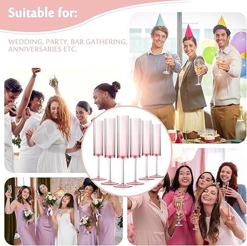 Miniatura 10 de 12 copas de champán moradas de 6 onzas, copas de champán cuadradas de acrílico, copas de vino, copas de vino reutilizables para boda, copas de vino