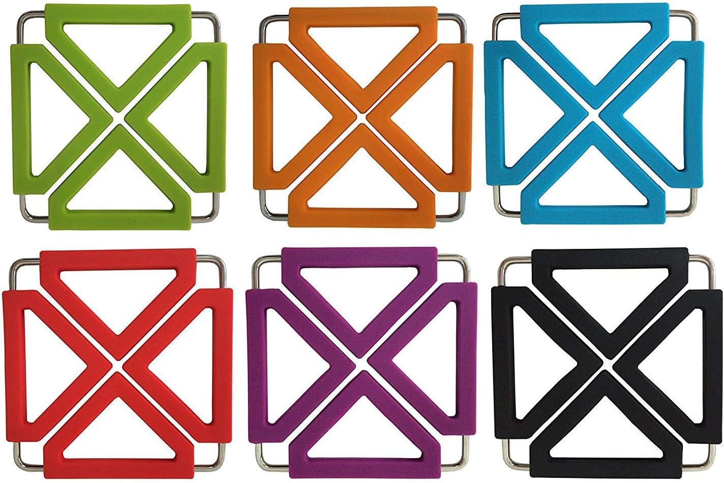 TENTA Kitchen Utility Foldable Silicone Trivets, Expandable/Collapsible (Suqare trivets Set of 6)