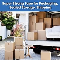 Vista 5 de Cinta de embalaje ancha resistente de 1.88 pulgadas, 1 paquete de rollos de repuesto para sellar embalaje, sellado de cajas de cartón y envío, 1