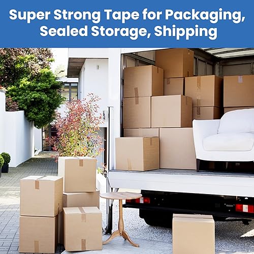 Miniatura 5 de HIZOVSEM Cinta de embalaje ancha resistente de 1.88 pulgadas, 1 paquete de rollos de repuesto para sellar embalaje, sellado de cajas de cartón y
