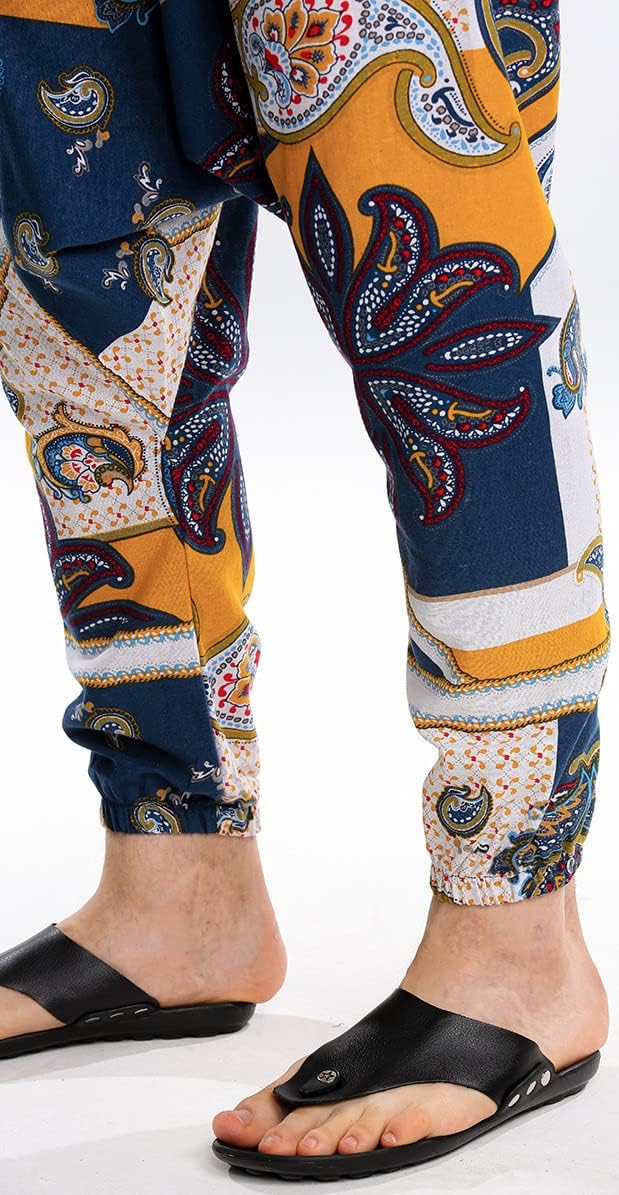 Men Women Cotton Baggy Hippie Yoga Harem Pants Funky Printed Plus Size Trousers - Image 5