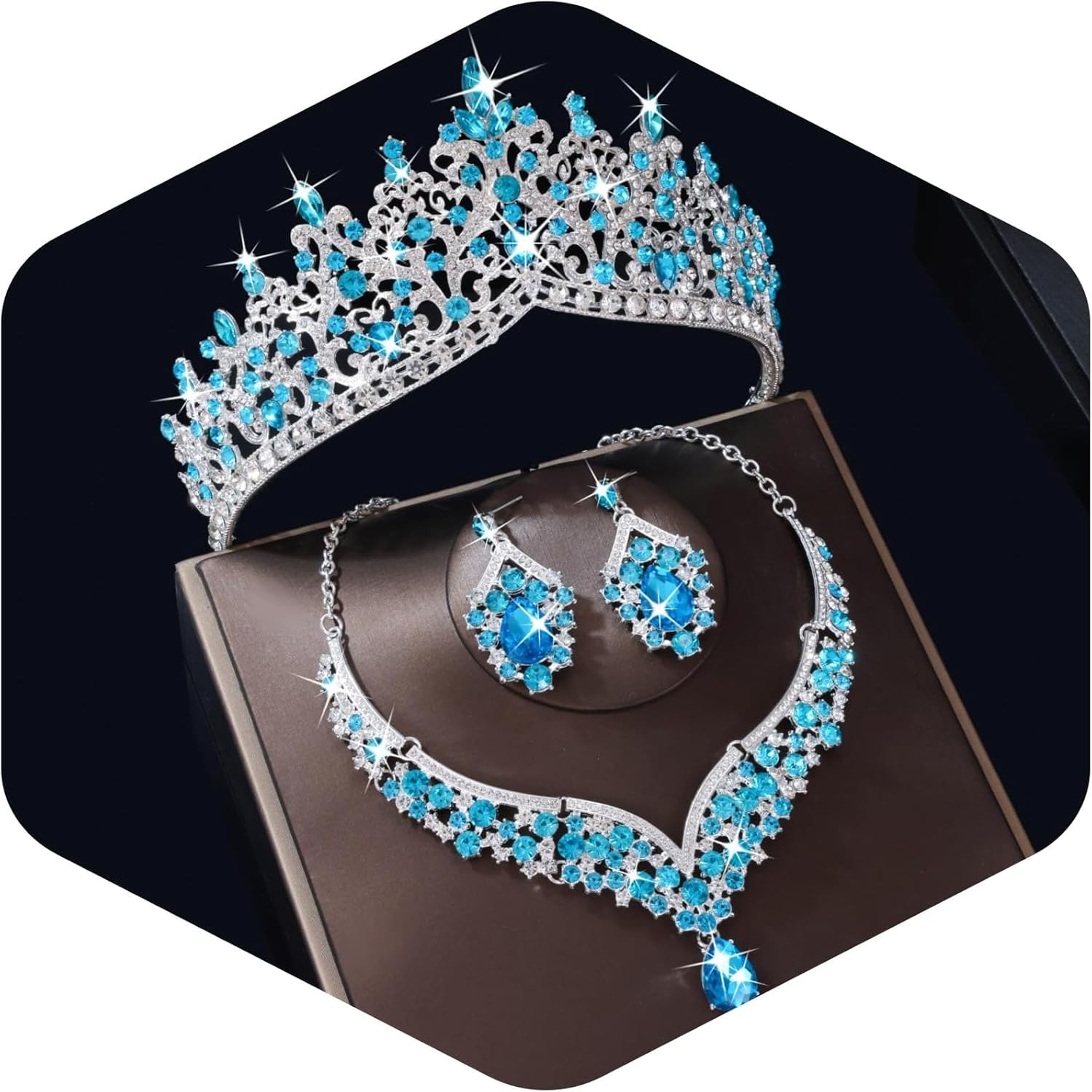 Kamirola Tiaras and Crowns for Women,Tiaras Earrings Necklace, Crystal Bridal Jewelry Set, Costume Party Halloween Prom Pageant Jewelry for Women TR80