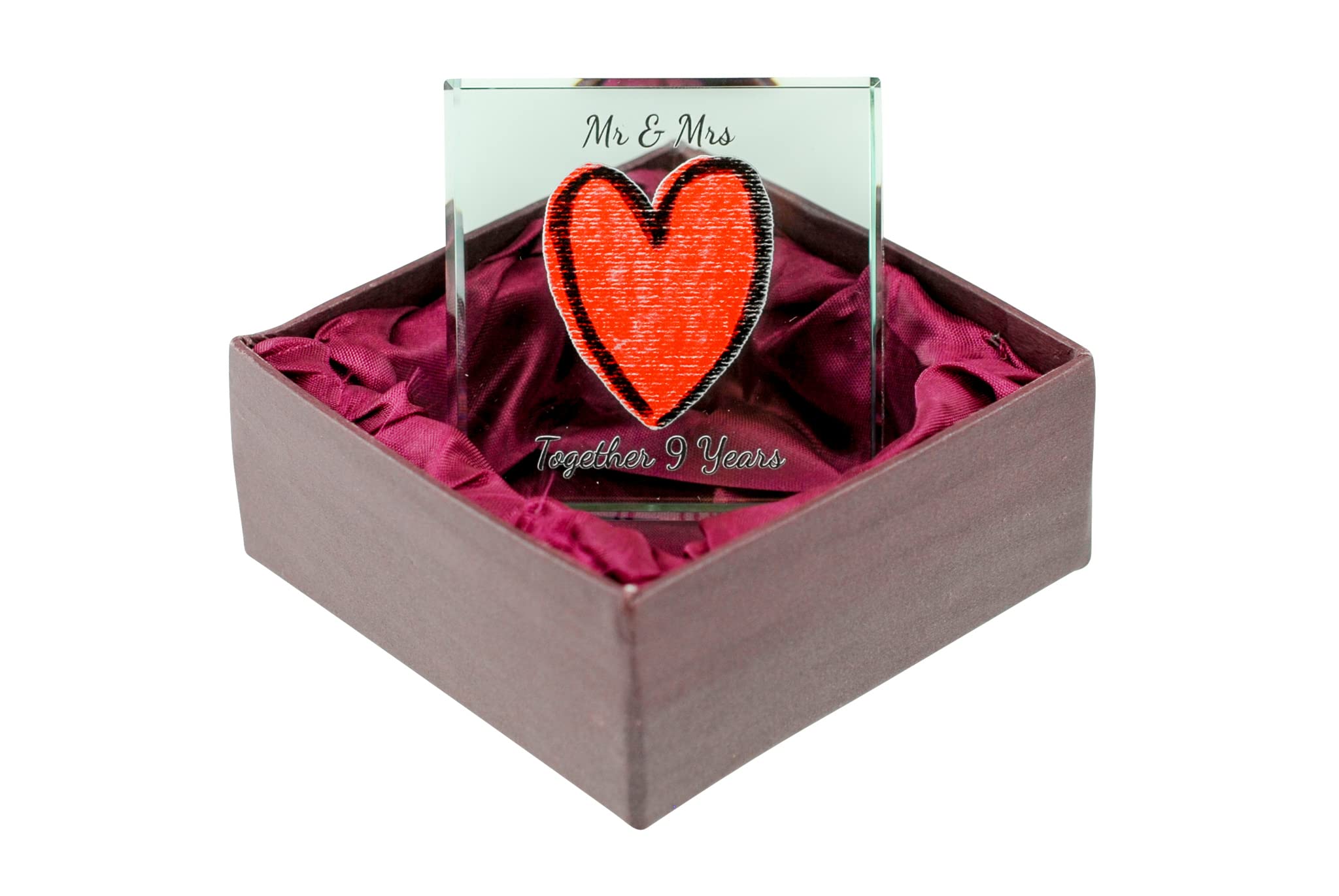 Mr & Mrs Together 9 years Glass Ornament - 9th year Anniversary idea (htroph09)
