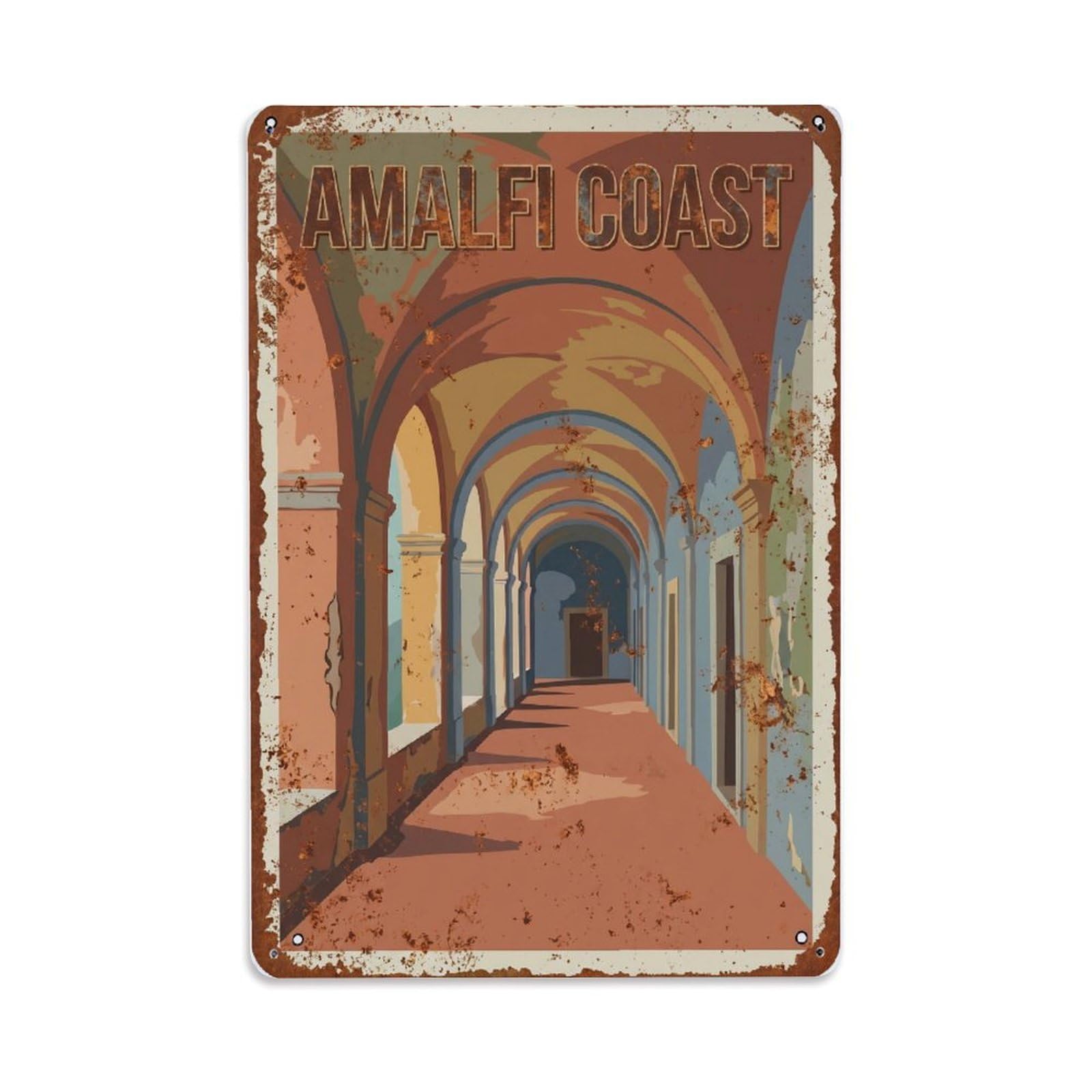 Vintage Travel Corridor Italy Covered Metal Tin Sign Plaque Wall Decor for Cafe, Club Bar, Office, Home Garden Metal Poster 8x12Inch
