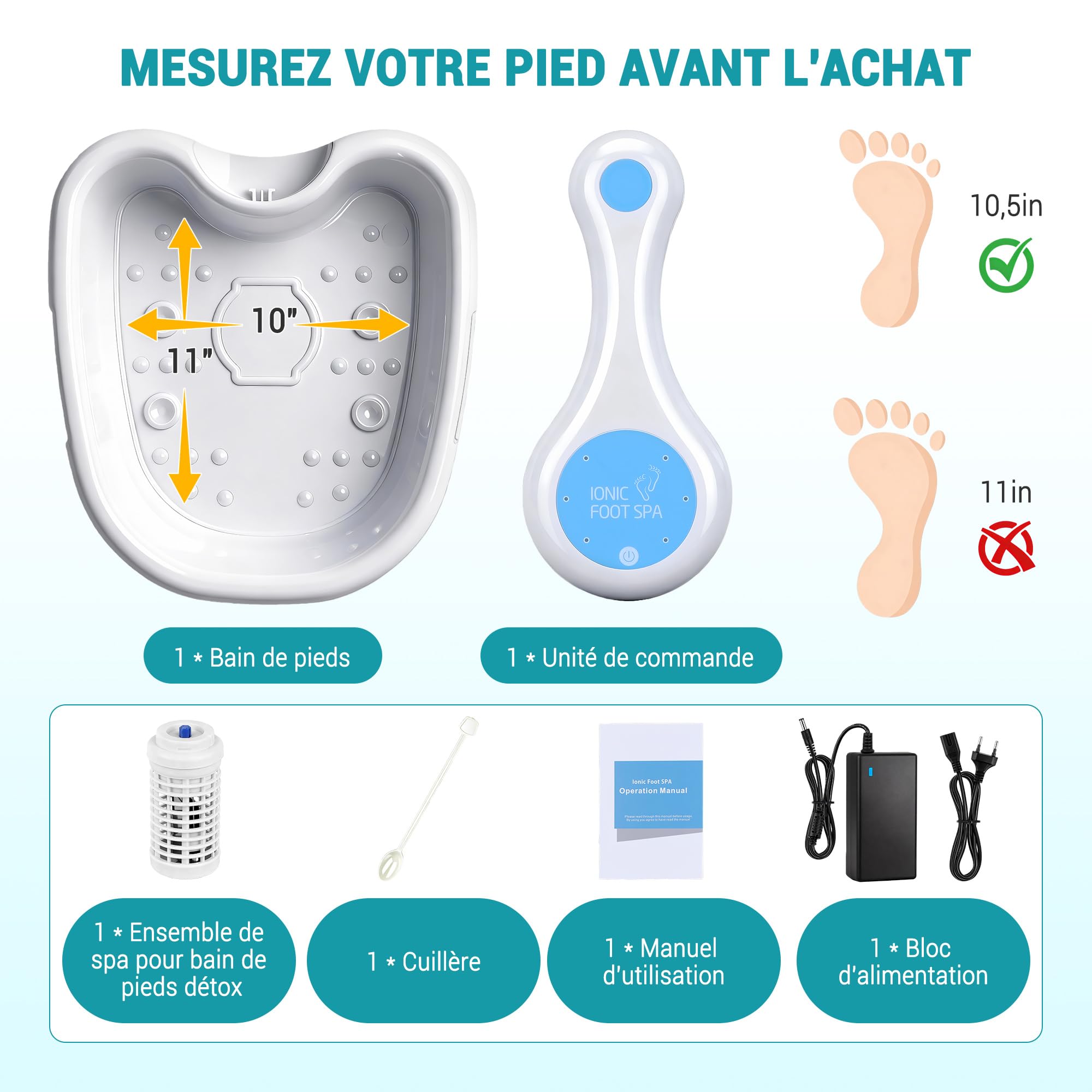 Bain de Pieds Ionique Detox, Appareil De Bain De Pieds DéToxifiant Ionique AméLioré, DéToxification Des Pieds Par éLectrolyse, ExpéRience SPA à Domicile En Un Seul Clic