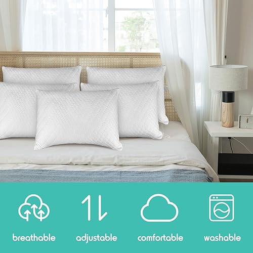 Miniatura 5 de Wenqik 2 almohadas de espuma viscoelástica para dormir boca abajo, almohada refrescante para dolor de cuello y hombros, almohadas de gel firmes