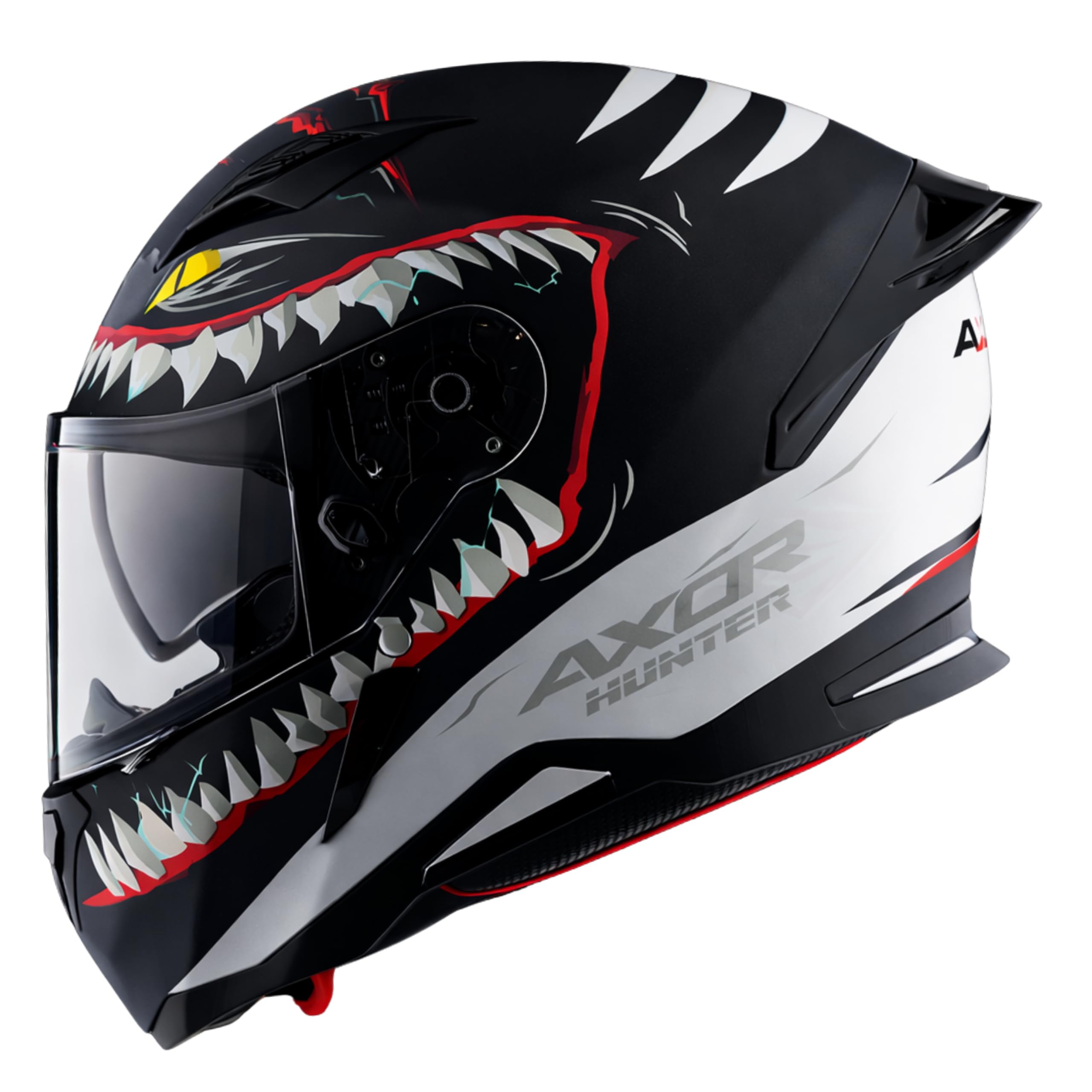 Axor Hunter Shark ISI ECE and DOT Certified Matte Finish Full Face Helmet for Men with Pinlock Fitted Clear Visor-Dull Blue White-XL-image-5