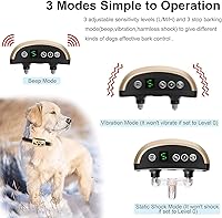 Vista 3 de Collar antiladridos para perro, 7 niveles ajustables de sensibilidad e intensidad, doble modo antiladridos recargable, impermeable, reflectante, sin