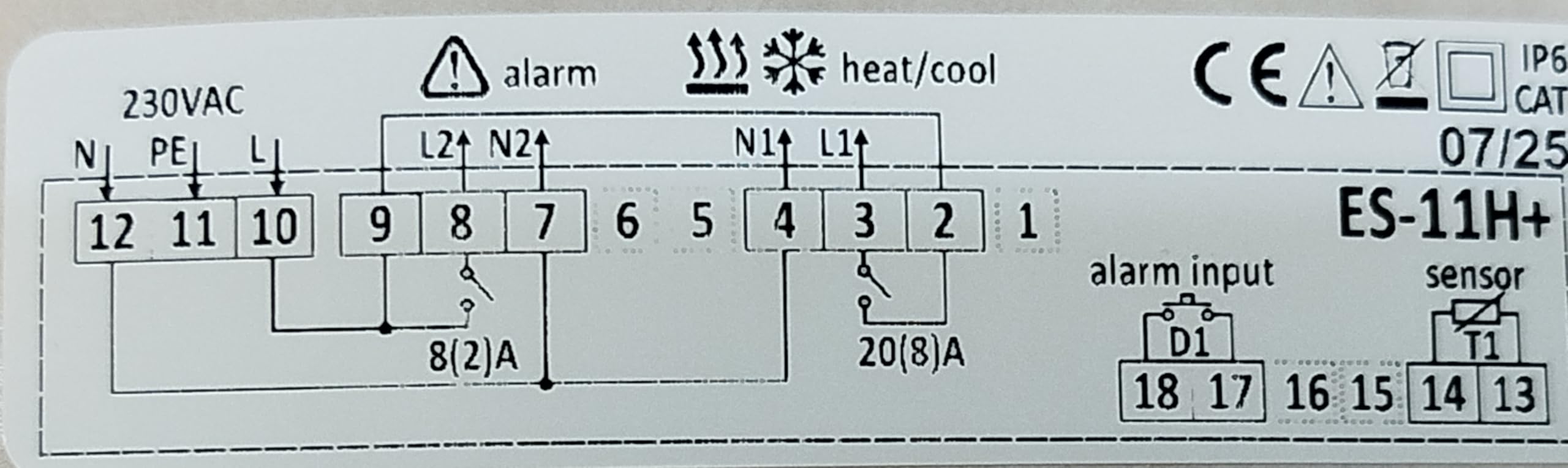 TEMPERATURE CONTROLLER thermal controller thermostat TEMPERATURE SWITCH sensor 230V ES-11H+