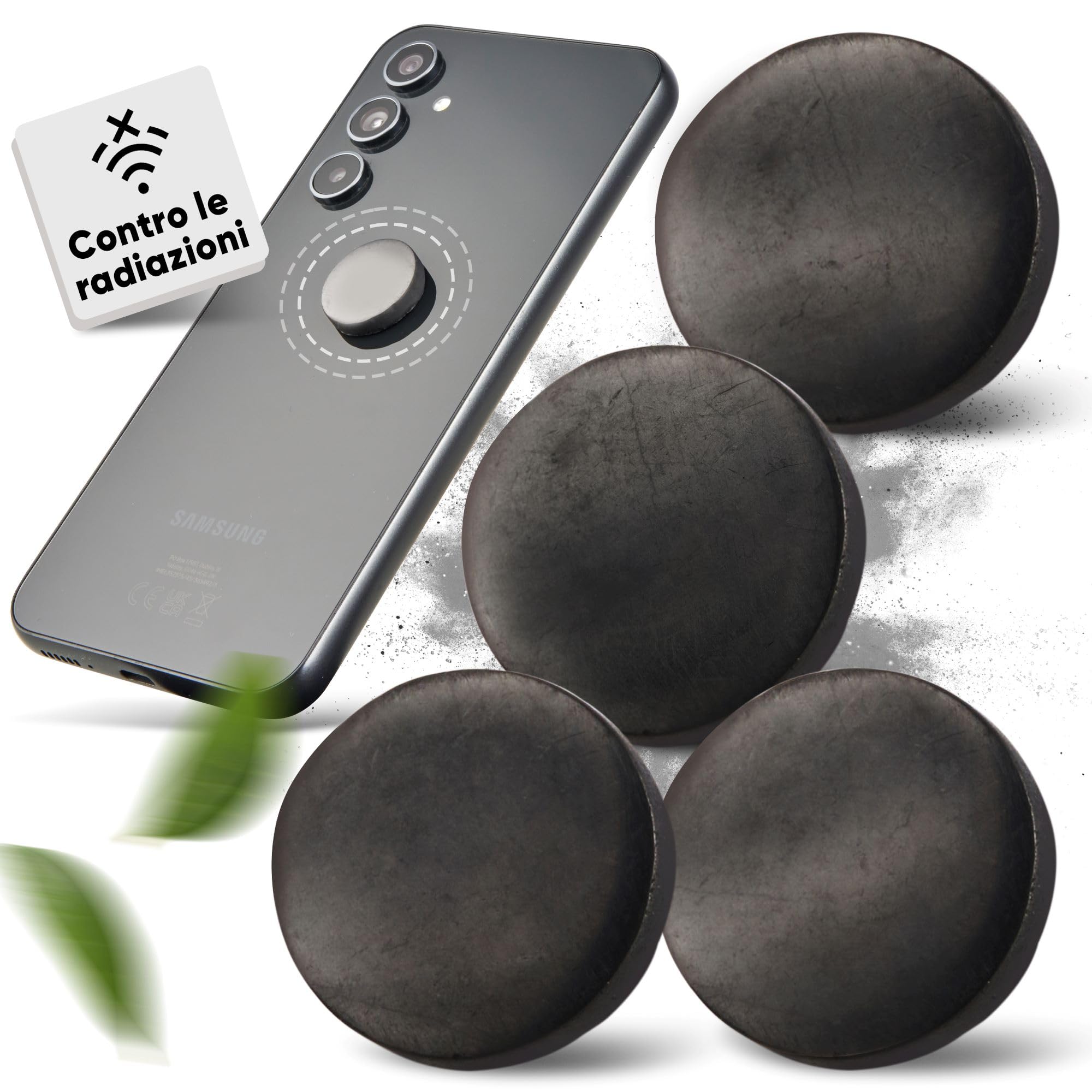 PURAJA Adesivo di shungite | Blocco EMF per telefoni cellulari, smartphone, tablet e laptop | Adesivo di shungite con certificato originale dalla Carelia