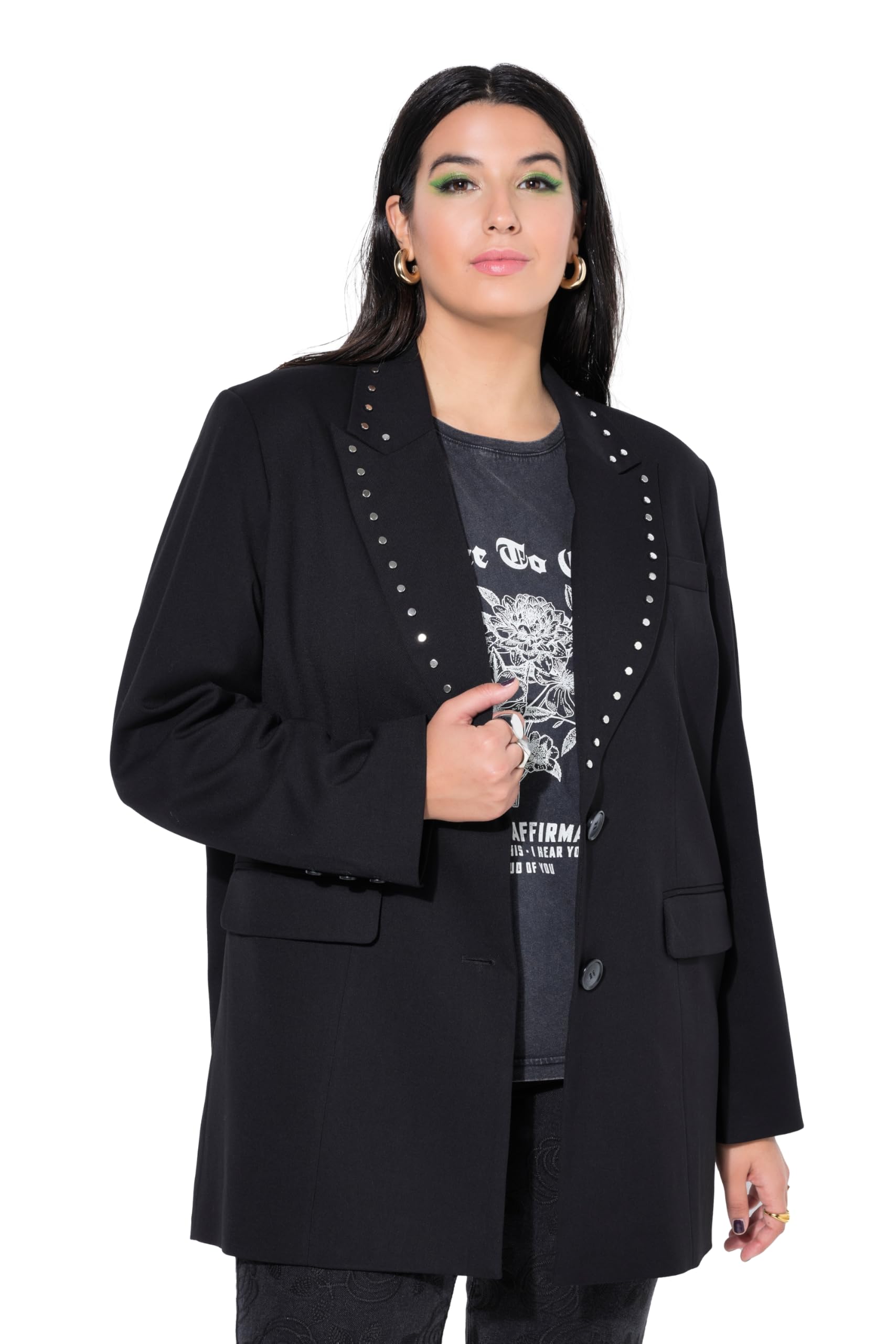 Studio Untold Damen große Größen Übergrößen Plus Size Blazer, Oversized, Ziernieten am Reverskragen 845740