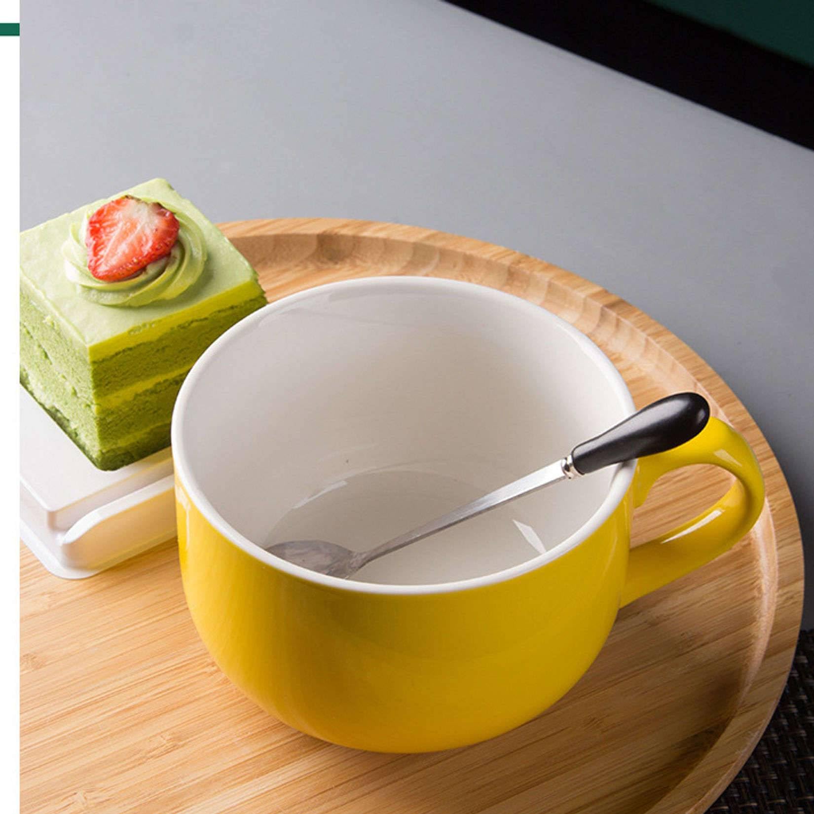 La taza de sopa, Taza grande for sopa, taza de café con asa, cuencos de cerámica for sopa de cereales, apta for lavavajillas y microondas, taza de desayuno for leche, té, bocadillos, helado(Blu)