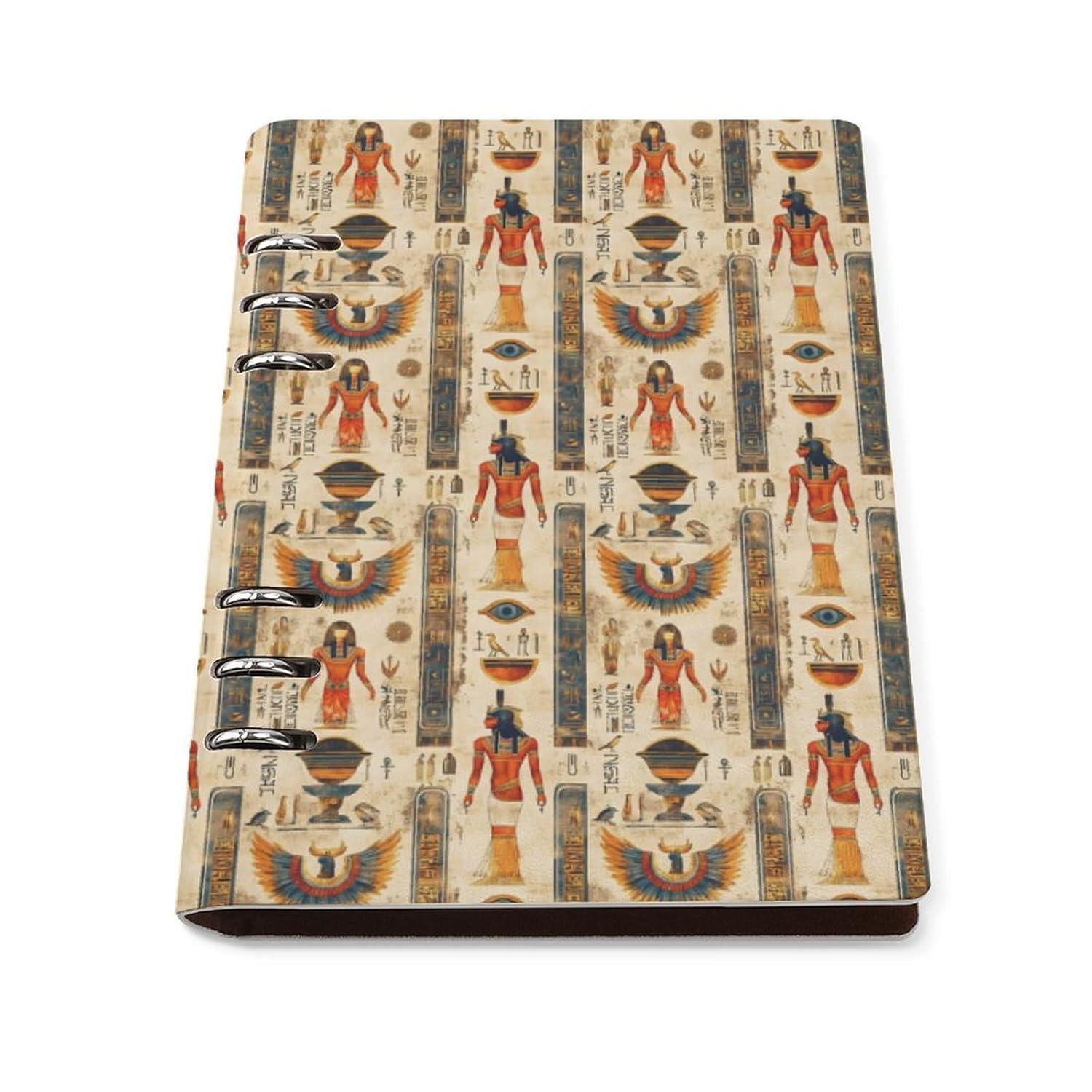 Nevjipu College Ruled Notebooks for School - Retro Egypt Pattern Print Pu Leather Travel A5 Lined Book Journal for Women Men, 90 Pages, Hardcover Refillable Notebook Paper for Writing Office Work