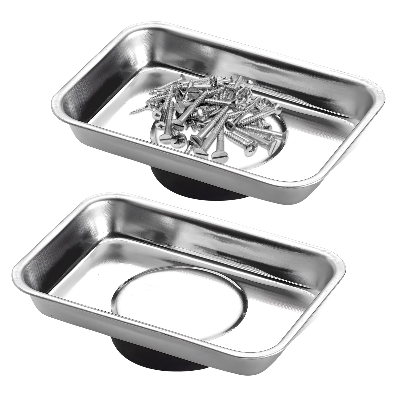 Plateau magnétique pour vis et boulons Lot de 2 coupelles d'atelier inox