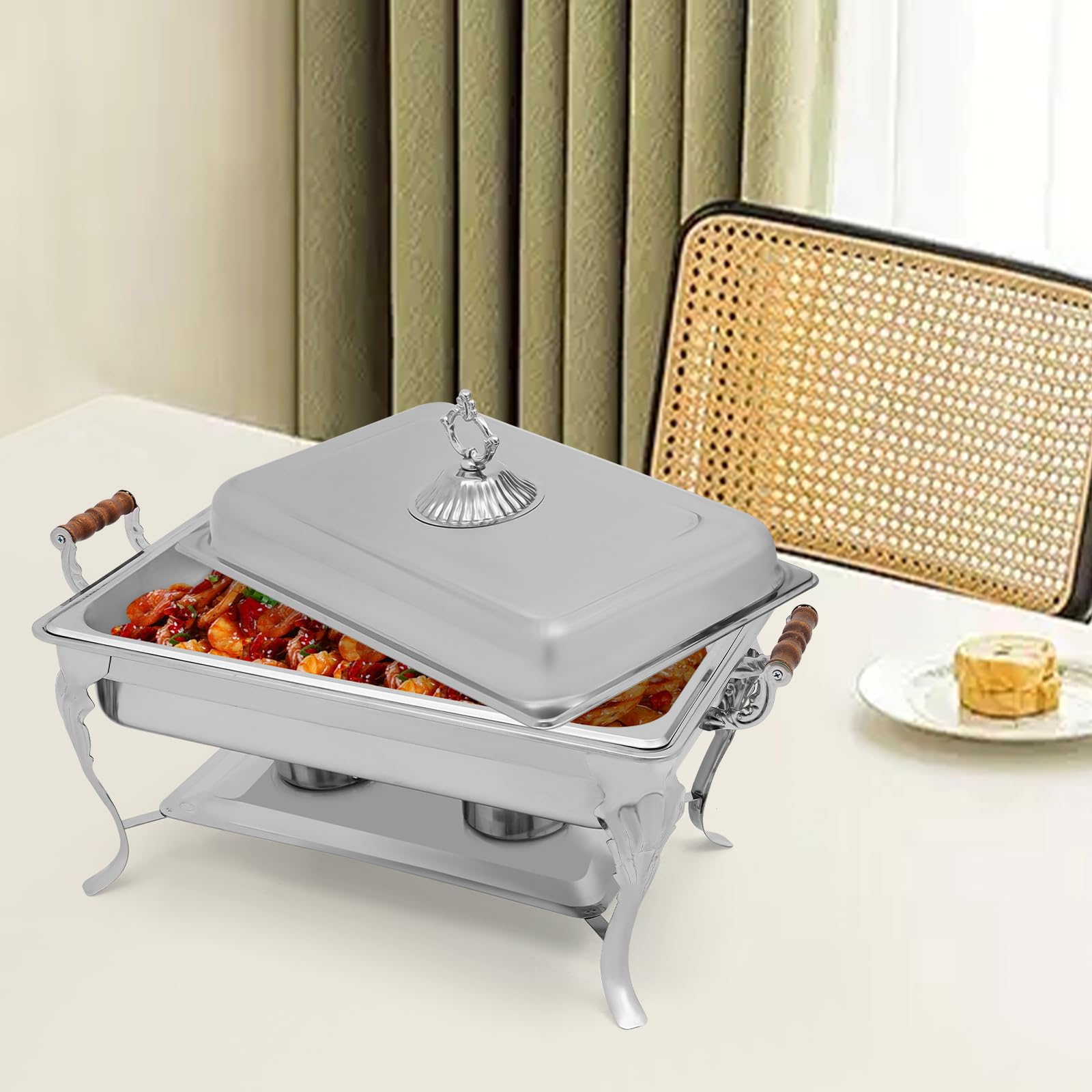 Set professionale per chafing dish, in acciaio inox, 9 l, con 2 taniche per carburante, Chafing Dish Buffet per catering, buffet e feste