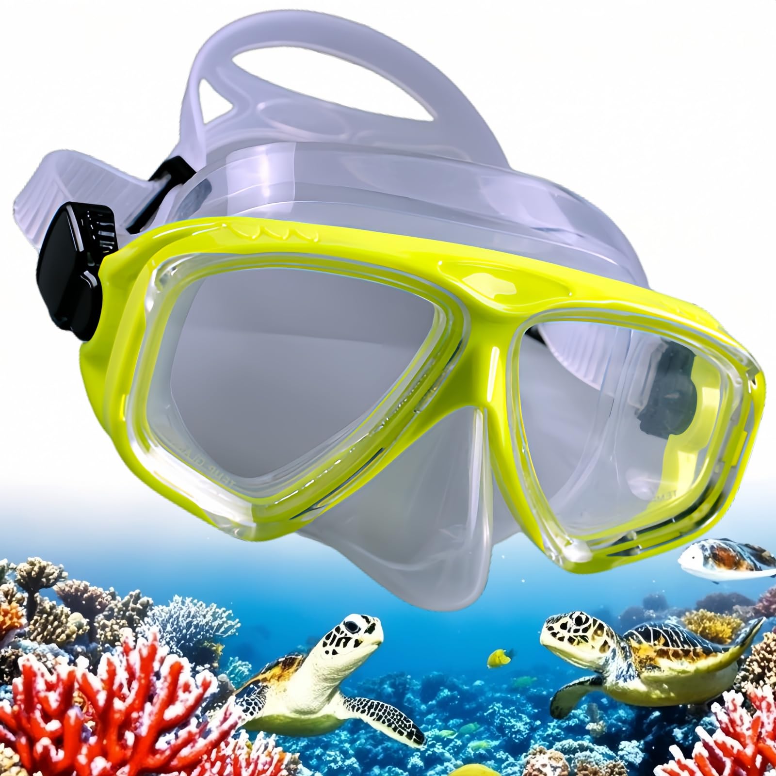 YEESAM Máscara de buceo miope con dioptrías para personas con gafas, lentes de resina de visión ancha, gafas de buceo, gafas de buceo, gafas de natación, gafas de natación para adultos y niños, miopía