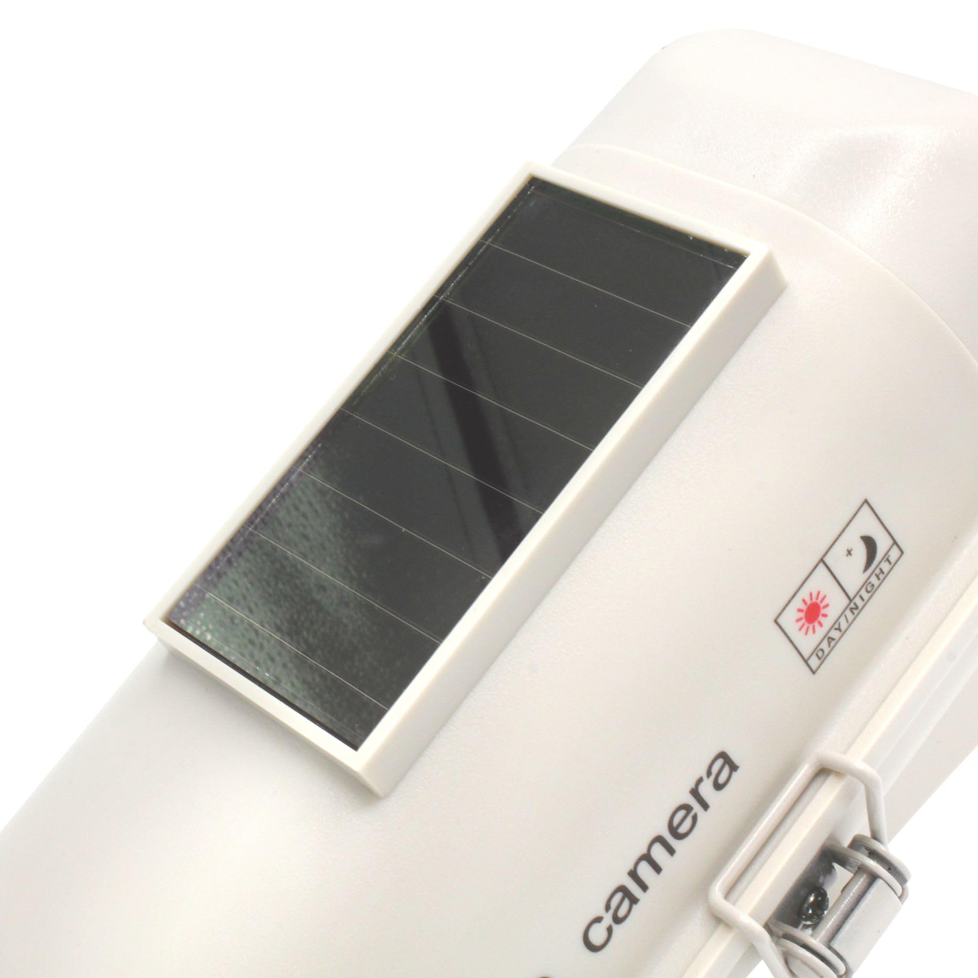 Fishtec ® Camera Factice Extérieur - Fausse Caméra de Vidéosurveillance avec LED Clignotante - Panneau Solaire - Usage Extérieur/Intérieur - Blanc