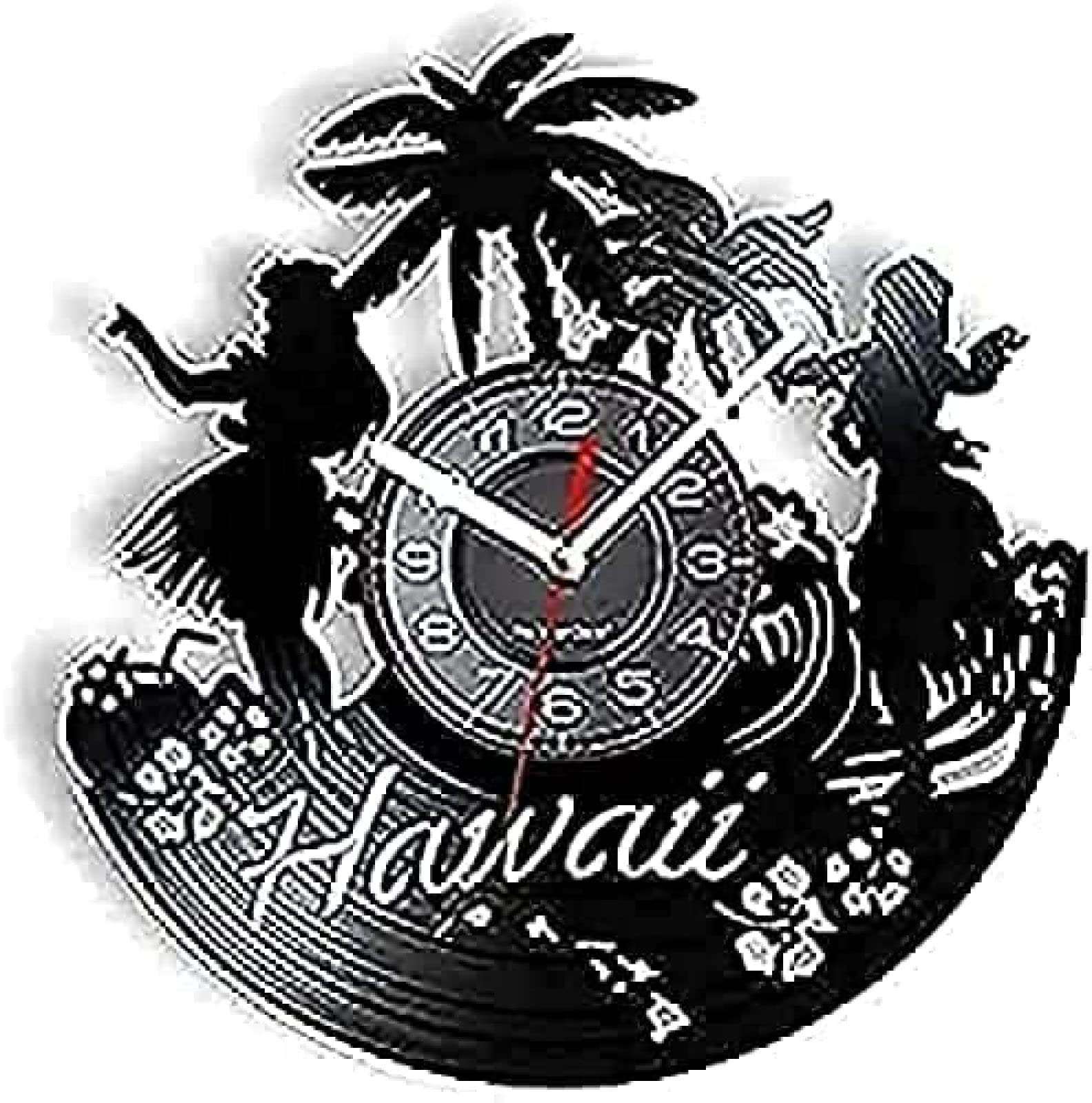 Horloge de cuisine vinyle décoration plage hawaïenne cadeau vintage