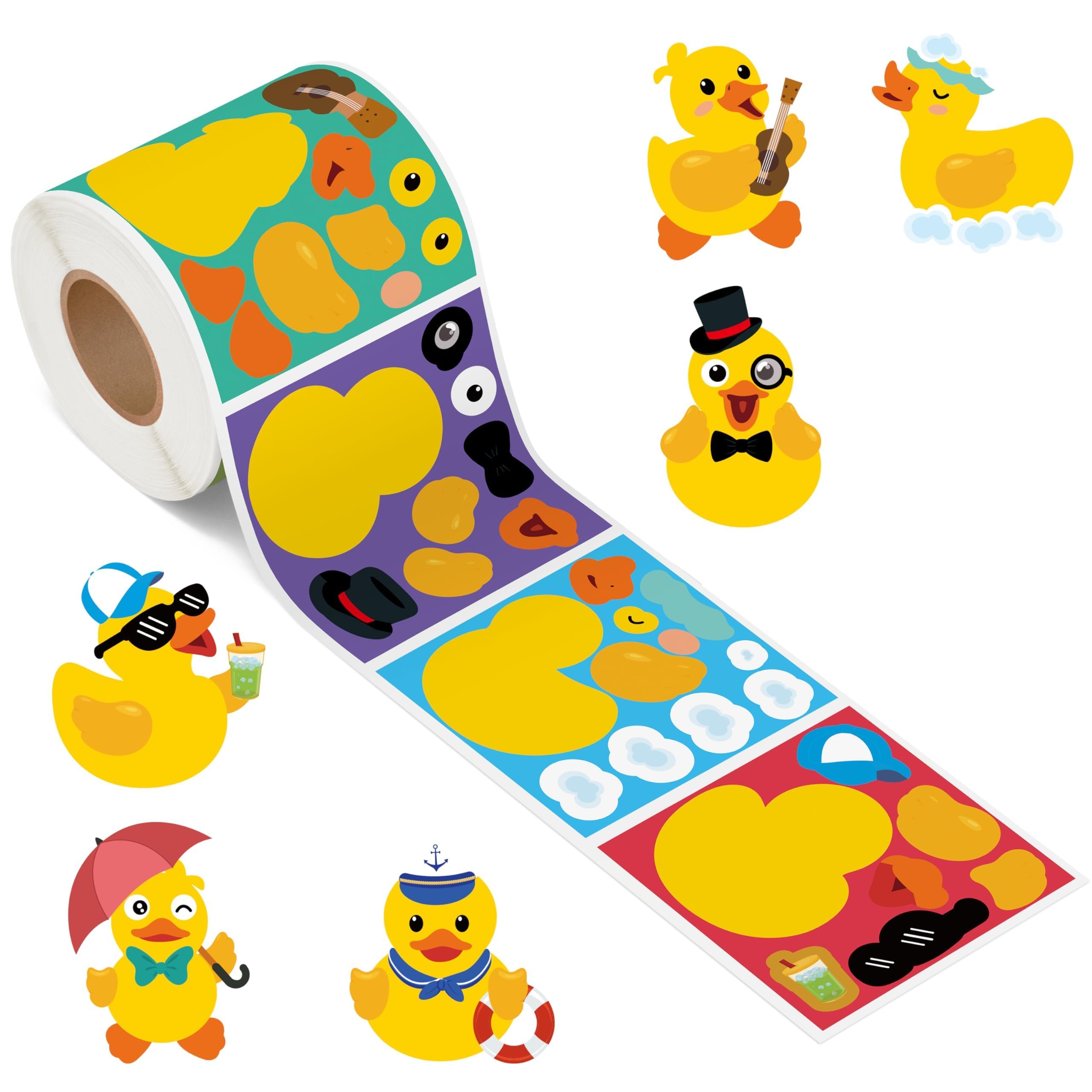 Haooryx Duck DIY Sticker Roll - 300Pcs Make A Yellow Duck Water Bottle Sticker Make Your Own Self Adhesive Waterproof Vinyl Decal DIY Gift Activity