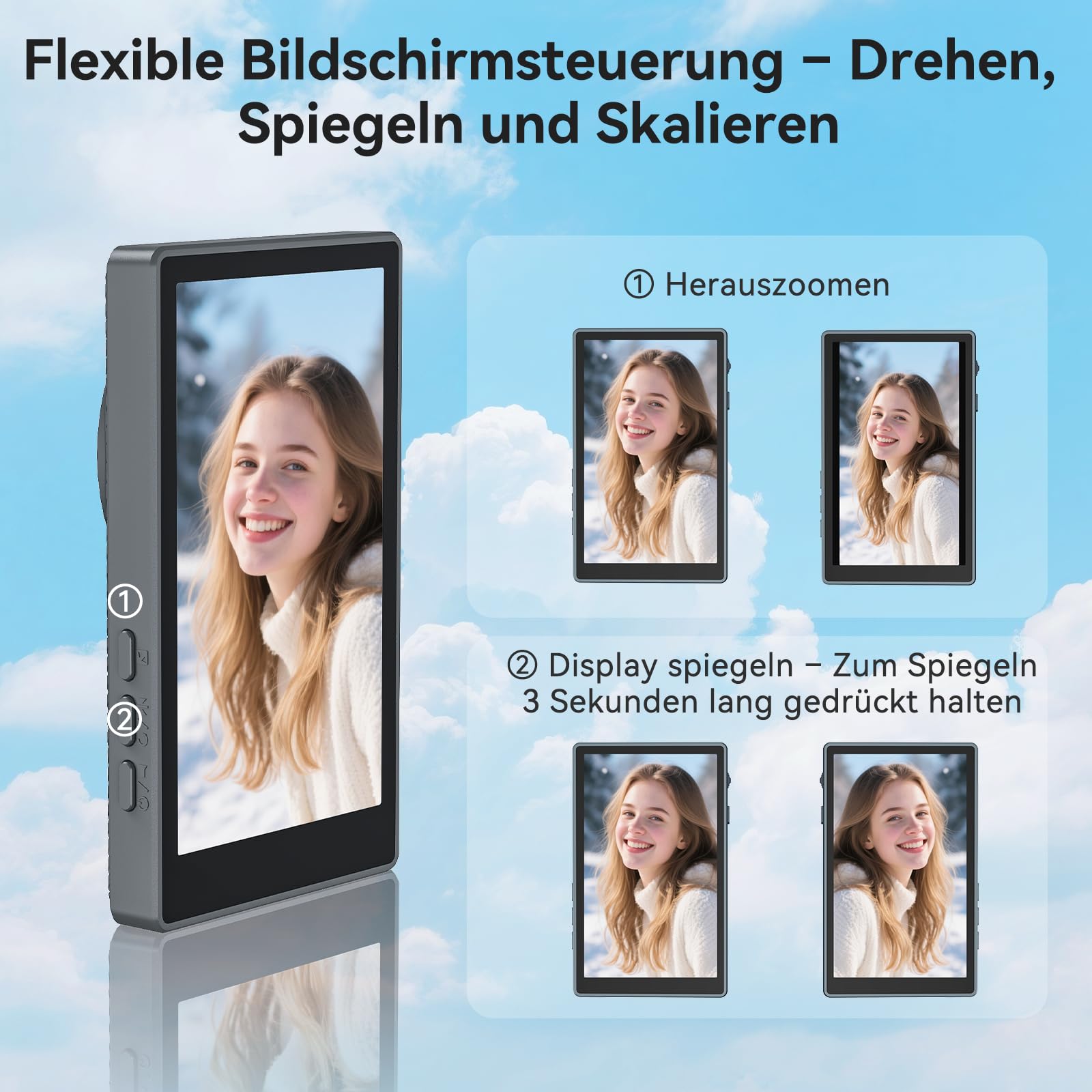 Écran magnétique pour Selfie Martphone avec caméra arrière pour iPhone et Android pour TikTok Live Streaming Noir Smartphone Vlog Selfie Monitor Screen