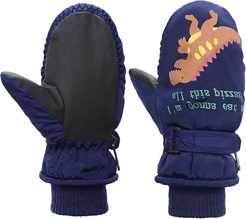 American Trends Guantes de nieve de invierno para niños pequeños, guantes de esquí impermeables de forro polar cálido para niños y niñas